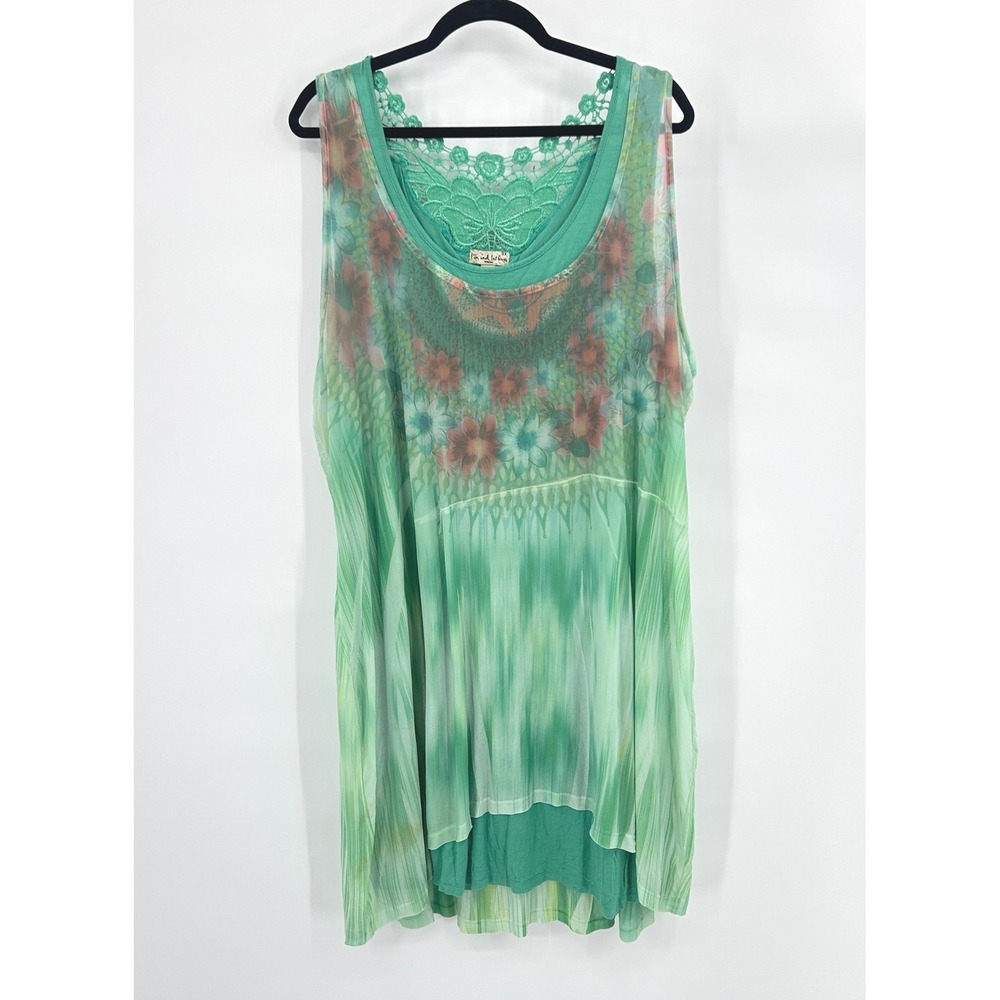 Fairy Sheer Butterfly Lace Tunic Dress 3X Green Boho Whimsical‎ Layer Ethereal